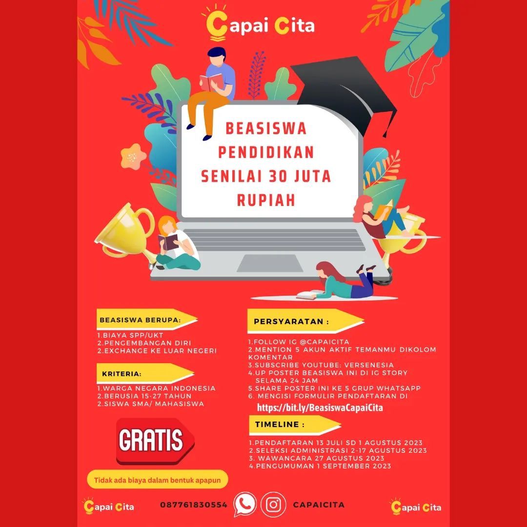 Read more about the article Beasiswa Capai Cita Kini Dibuka!