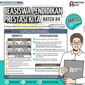 Read more about the article Beasiswa Pendidikan Prestasi Kita-Batch 4 Telah Dibuka!