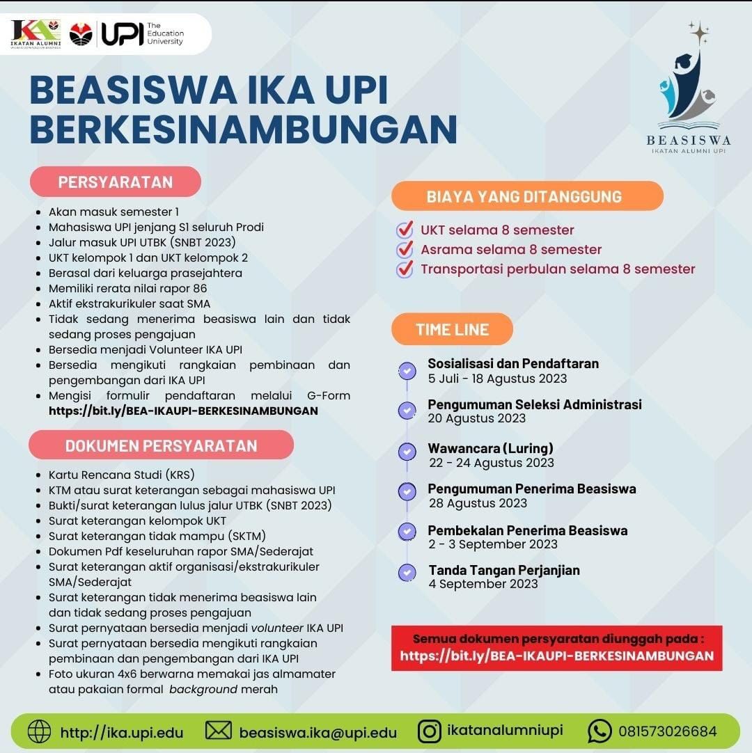 Read more about the article Beasiswa IKA UPI Berkesinambungan Dibuka!